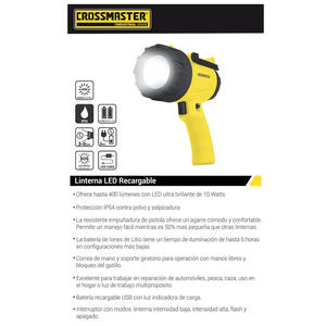 Crossmaster Linterna Led 400 Lumens 10 W