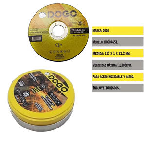 Dogo Disco Corte 115 X 1,0 X 22,2 Set X 10 Unidades Lata