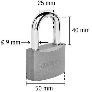 Hermex Candado De Hierro 50 Mm Aro Largo + 2 Llaves (ch-50l)