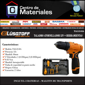 Lusqtoff Atornillador Taladro 12v + Accesorios