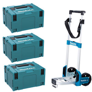 Makita Combo Carro De Transporte + 3 Cajas Mak Pac Type 3