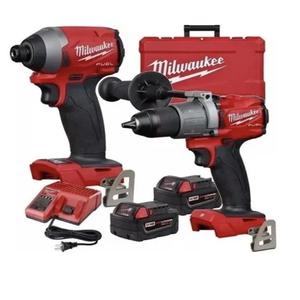 Milwaukee Combo 18v Atornillador Impacto + Taladro Percutor (2 Baterias 5ah - Cargador - Maletin)