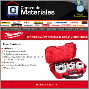 Milwaukee Set 15 Sierras Copa Bimetalicas