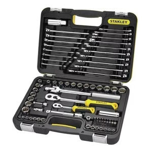 Stanley Set  79 Piezas Llave Combinada Y Tubos 1/2 Y 1/4" Racing