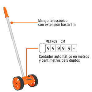 Truper Odometro 10.000 Mts Rueda 10cms Mango Extensible