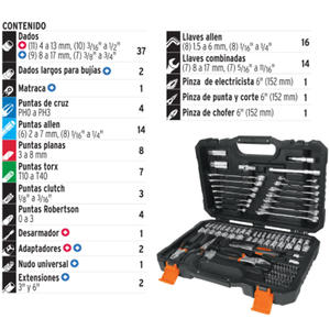 Truper Set 119 Piezas 3/8 - 1/4" Tubos Llaves Pinzas (set-124)