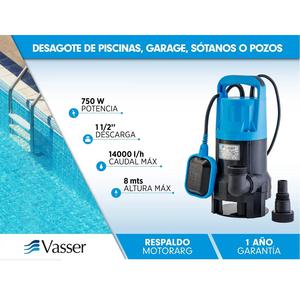 Vasser Bomba Sumergible 750 W - Agua Sucia / Limpia