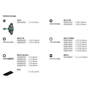 Wera Set 17 Piezas Kk400  Mango T 416r + 16 Puntas De 89mm