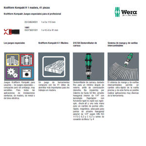 Wera Set 41 Piezas Para Madera Mango - Buscapolo - Puntas - Tubos - Mechas - Crique - Prolongador