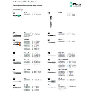 Wera Set 41 Piezas Para Madera Mango - Buscapolo - Puntas - Tubos - Mechas - Crique - Prolongador