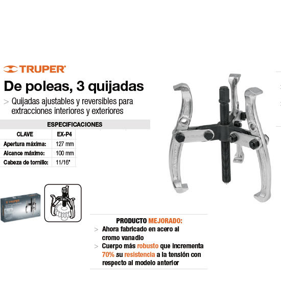 Truper Extractor Polea Mecanico 3 Garr. 127mm Mod.ex-p4