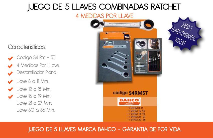 Bahco Set   5 Piezas Llaves Ratchet S4rm5t