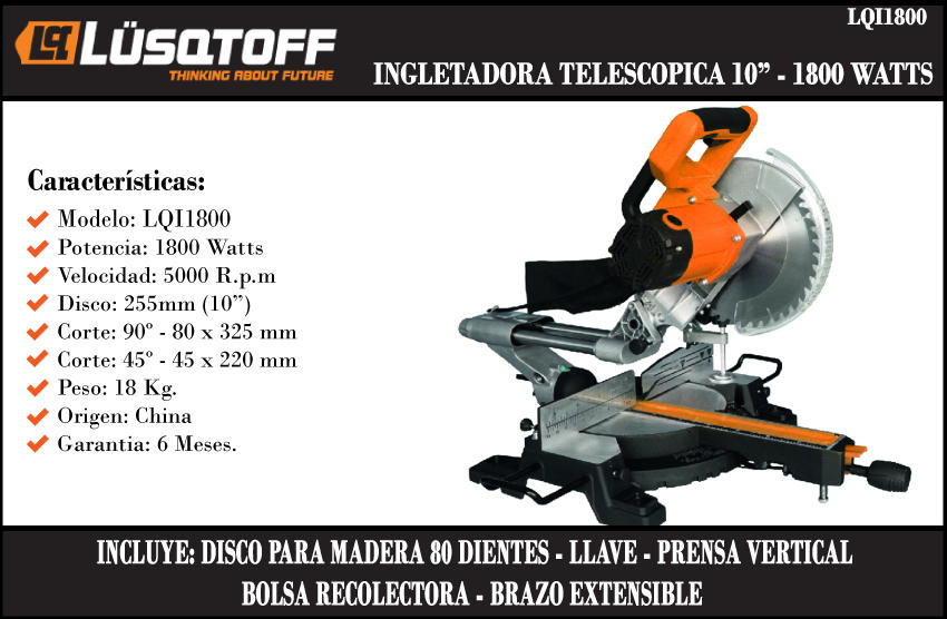 Lusqtoff Ingletadora Telescopica 1800 W 10"