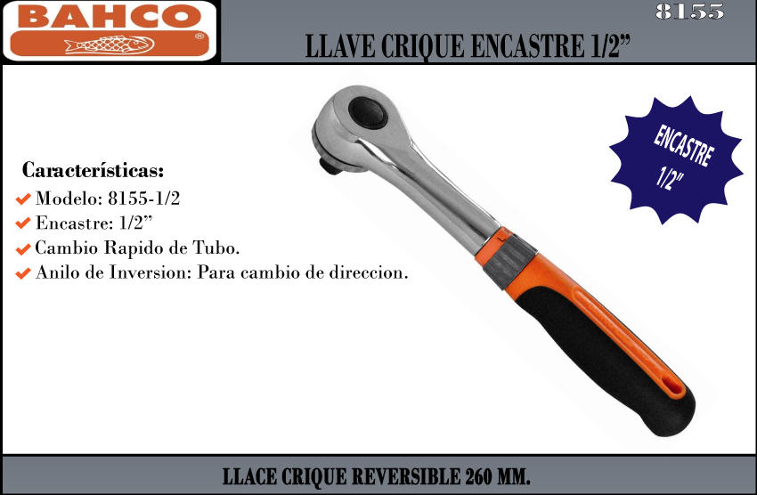 Bahco Llave Crique Ergo Multifun. 260mm     8155a