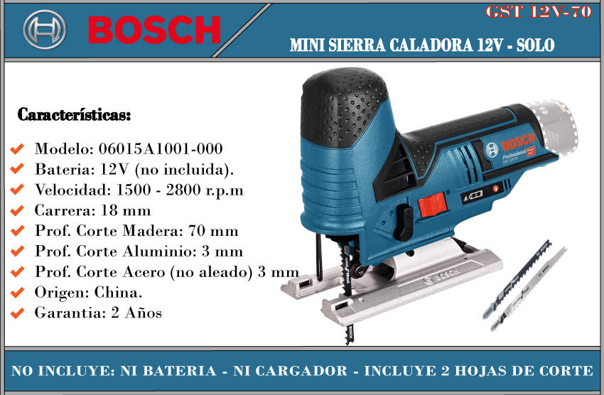 Sierra Caladora a Batería Bosch GST 12V-70 12V