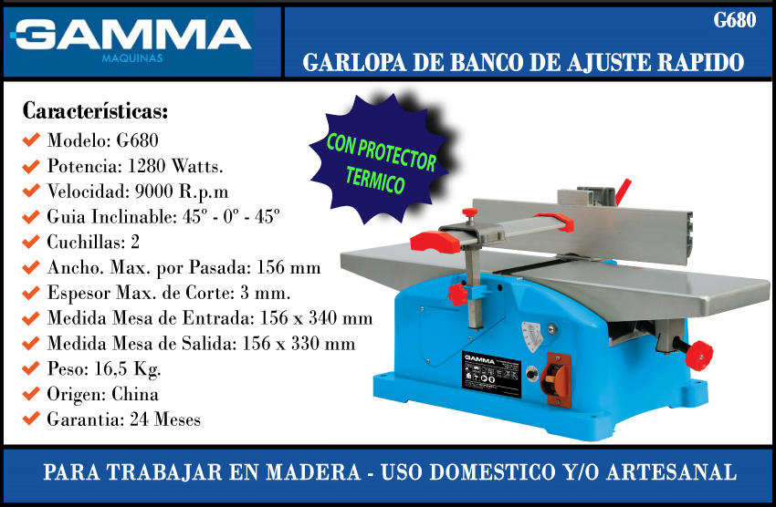 Gamma Garlopa 1280 W - 156 Mm-da