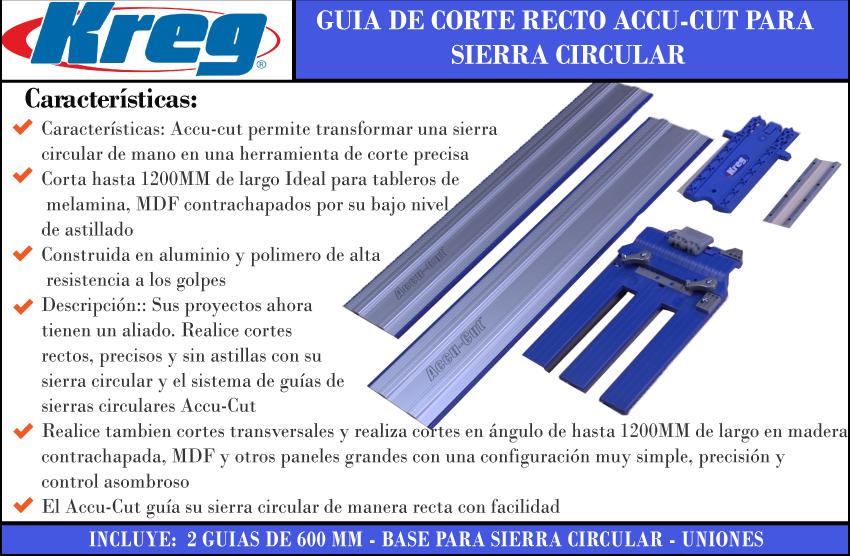 Guía de corte para sierra circular Accu Cut XL