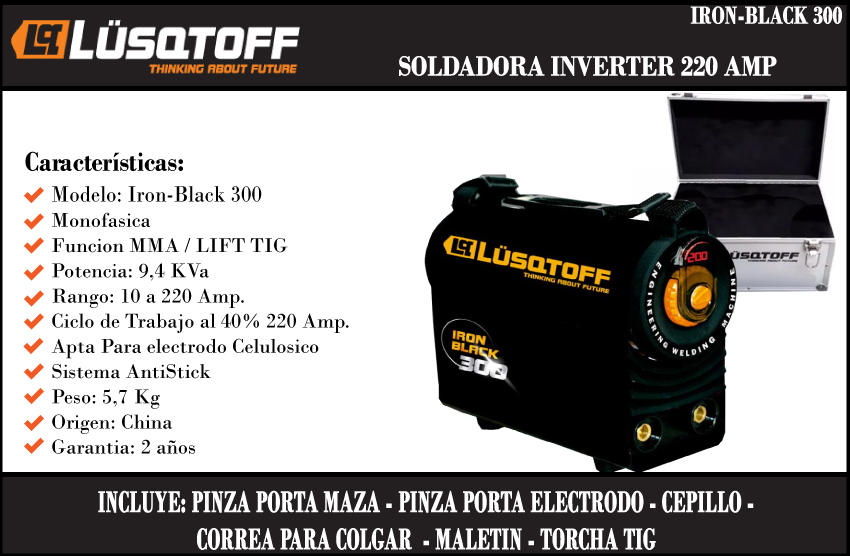 Soldadora Inverter Lüsqtoff Iron300 Máquina Soldar 220a Lhn