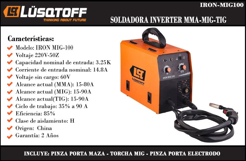 Lusqtoff Soldadora Inverter Mig Tig Mma - 90 A