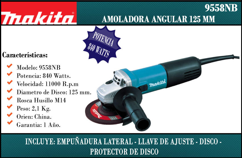 Makita Amoladora 125mm 840 W (9558nb)