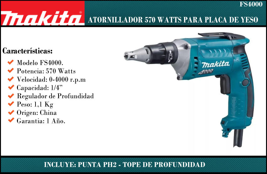 Atornillador Eléctrico 570 Watts FS4000 Makita