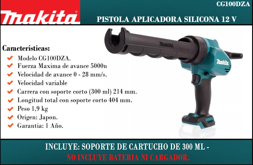 Makita Pistola Aplicadora Silicona 12v Sin Bateria - Sin Cargador - Centro  de Materiales