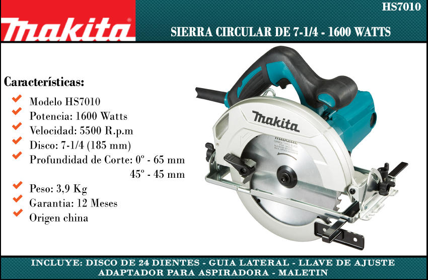 Sierra Circular MAKITA HS7010 1600w 7-¼ 