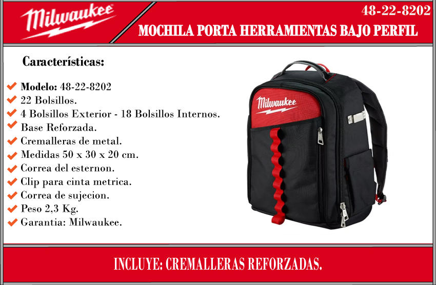 Milwaukee Mochila Perfil Bajo Porta Herramientas - Centro de