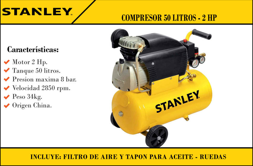 Stanley Compresor 50lt 2hp - Centro de Materiales